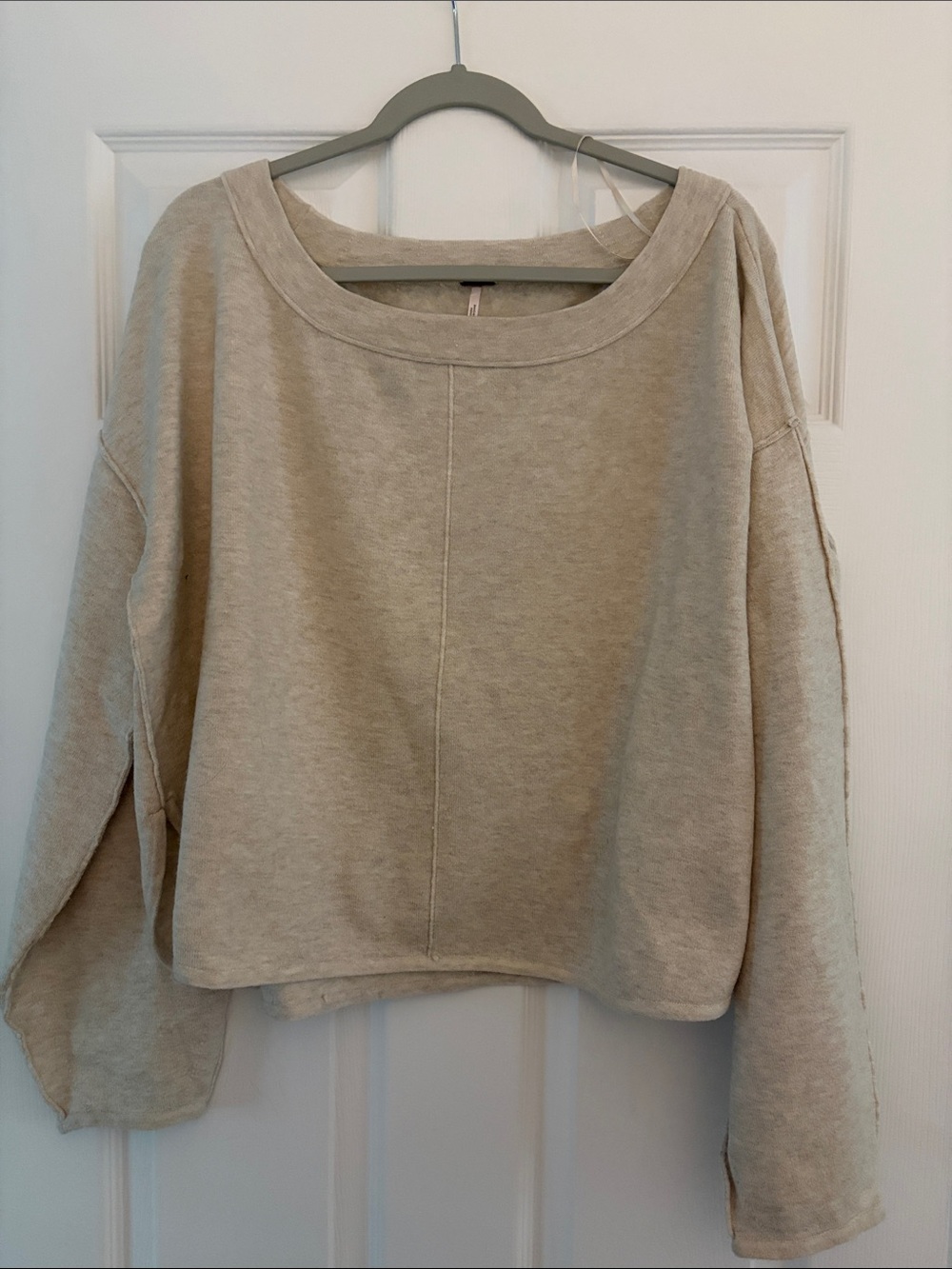 Free People Oversized Crewneck Sweater in Light Beige
